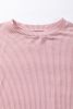 Light Pink Ribbed Colorblock Drop Sleeve Top