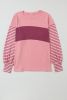 Peach Blossom Colorblock Striped Bishop Sleeve Top