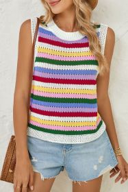Multicolour Striped Cutout Knit Tank Top (size: (US 16-18)XL)