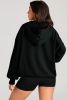Black Kangaroo Pocket Half Zipper Oversized Hoodie