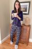 Blue Solid Top and Christmas Printed Pants Lounge Set