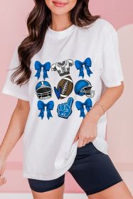 White-2 Rugby Cheer Helmet Bow Graphic Tee (size: (US 4-6)S)