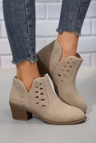 Parchment Cut Out Suede Pointed Toe Heeled Ankle Boots (size: (US 8)39)