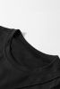 Black Solid Color Crew Neck Pleated Sleeveless Top
