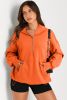 Orange Kangaroo Pocket Half Zipper Oversized Hoodie