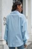 Mist Blue Plain Lantern Sleeve Drop Shoulder Shirt