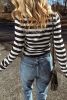 Black Stripe Slim Fit High Neck Knit Sweater