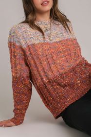 Multicolor Colorblock Confetti Knit Sweater (size: (US 16-18)XL)
