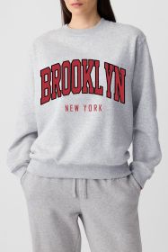 Light Grey BROOKLYN New York Graphic Pullover Sweatshirt (size: (US 16-18)XL)
