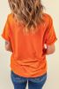 Orange Halloween Leopard Pumpkin Crew Neck Graphic Tee