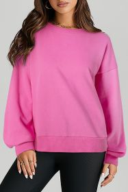 Bonbon Solid O Neck High Low Hem Pullover Sweatshirt (size: (US 4-6)S)