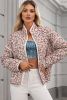 Pink Paisley Print Contrast Edge Pocketed Stand Neck Coat