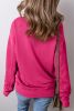 Rose Red Kangaroo Pocket Loose Fit Drop Shoulder Sweatshirt