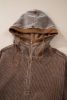 Chestnut Half Zipper Kangaroo Pocket Drawstring Corduroy Hoodie