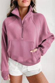 Valerian Quarter Zip Stand Neck Kangaroo Pocket Sweatshirt (size: (US 4-6)S)