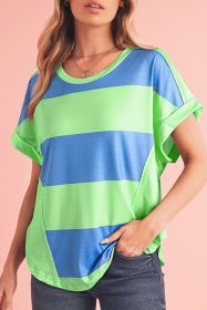 Blue Color Block Exposed Seam Tee (size: (US 16-18)XL)