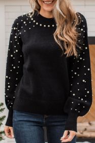 Black Pearl Beaded Bishop Sleeve Sweater (size: (US 16-18)XL)