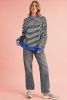 Black Stripe Contrast Edge Cross Seam Oversized Sweatshirt