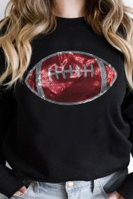 Black Rhinestone Rugby Football Pattern Crew Neck Pullover Sweatshirt (size: (US 4-6)S)