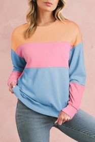 Sky Blue Colorblock Drop Shoulder Sweatshirt (size: (US 4-6)S)