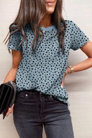 Grey Cheetah Print Casual Crew Neck T Shirt (size: (US 4-6)S)