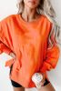 Carrot Exposed Seam Drop Shoulder Side Slit Sweatshirt