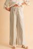 Khaki Striped Drawstring Waist Loose Pants