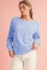 Sky Blue Bowknot Plain Round Neck Sweatshirt