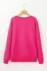Rose Red Kangaroo Pocket Loose Fit Drop Shoulder Sweatshirt
