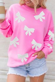 Bonbon Sequin Bowknot Graphic Drop Shoulder Pullover Sweatshirt (size: (US 4-6)S)