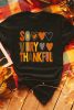 Black So Very Thankful Heart Printed Crewneck Thanksgiving T Shirt