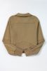 Brown Quarter Zip Stand Neck Kangaroo Pocket Sweatshirt
