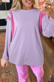 Phalaenopsis Colorblock Patchwork Oversize Top (size: (US 16-18)XL)