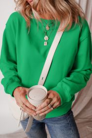 Dark Green Solid Color Drop Shoulder Terry Sweatshirt (size: (US 4-6)S)