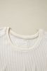 White Waffle Knit Exposed Seam Round Neck Oversized Top