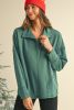 Evergreen Exposed Seam Collared Pocketed Loose Sweatshirt