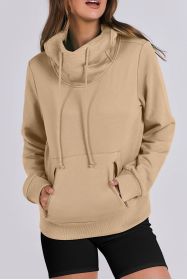 Parchment Zipped Pocket Plain Drawstring Hoodie (size: (US 8-10)M)