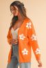 Orange 60s Vintage Flower Drop Shoulder Cardigan
