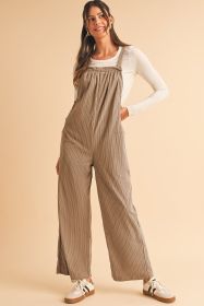 Gray Morn Plain Pocketed Loose Fit Corduroy Overalls (size: (US 4-6)S)