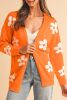 Orange 60s Vintage Flower Drop Shoulder Cardigan