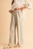 Khaki Striped Drawstring Waist Loose Pants