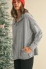 Light Grey Exposed Seam Collared Pocketed Loose Sweatshirt