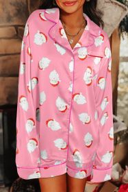 Pink Christmas Santa Claus Shirt and Shorts Pajama Set (size: (US 16-18)XL)