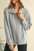Light Grey Exposed Seam Collared Pocketed Loose Sweatshirt
