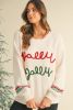 Beige Tinsel Holly Jolly Graphic Round Neck Sweater