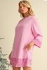 Bonbon Drop Sleeve Sequin Trim T-Shirt Dress