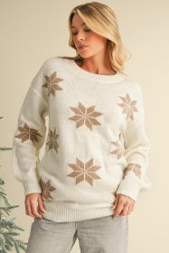 White Christmas Snowflake Pattern Tunic Sweater (size: (US 16-18)XL)