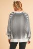 Black Stripe Raglan Sleeve Loose Split Sweatshirt