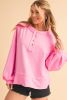 Sachet Pink Plain Drop Sleeve Henley Sweatshirt
