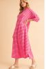 Strawberry Pink Striped Drop Sleeve Loose Dress